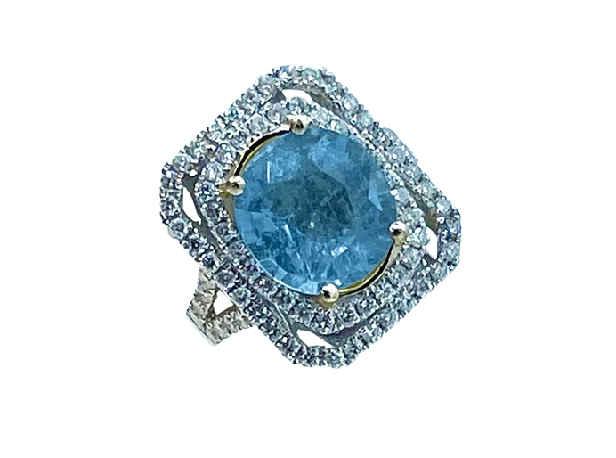 Custom Paraiba Diamond Ring