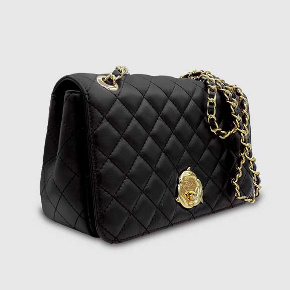 Paradise Quilted Messenger Bag – (Black)