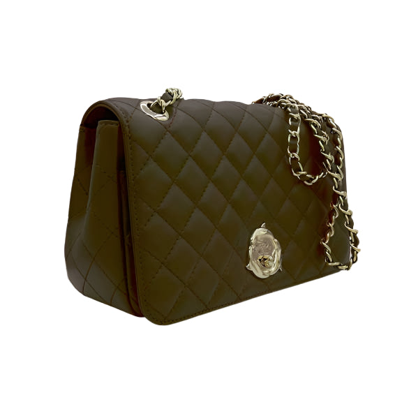 Paradise Quilted Messenger Bag – (Chocolate Brown)