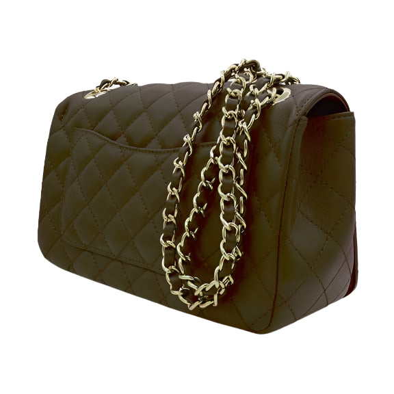 Paradise Quilted Messenger Bag – (Chocolate Brown)