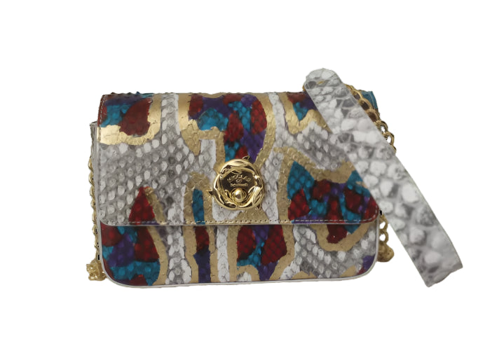 Ocean Breeze Mini Messenger – (Crème & Metallic Gold)