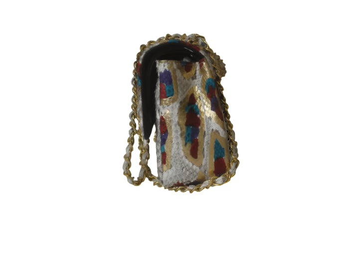 Ocean Breeze Mini Messenger – (Crème & Metallic Gold)